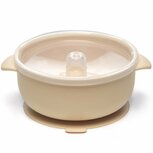 Kooleco silicone suction bowl, kom met deksel en zuignap - Beige