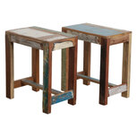 Scrapwood stool rectangular - lage kruk/tafel van sloophout